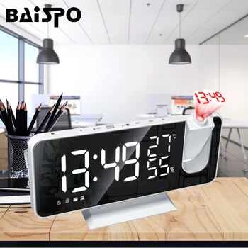 BAISPO Led Дигитален Тавана Проектор alarm clock Usb-Будилник Fm-Радио с Термометър и Календар Настолни 3-Цветни Цифрови Часовници