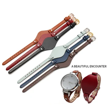 Аксесоари за часовници от естествена кожа, каишка за fossil ES3060 ES3077 ES2830 ES3262, стилни дамски въжета за часа, Малка гривна 8 мм