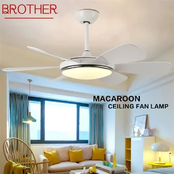 Вентилатор на тавана BROTHER Led Лампа С Дистанционно Управление 3 Цвята 110V 220V Модерен Декоративен за Стаите за Хранене Спални