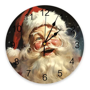 Коледна картина с маслени бои, стенни часовници на Дядо Коледа, безшумни цифрови часовници за декорация на дома, спални, кухни, окачени часовници