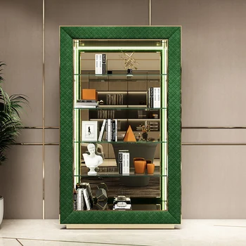 Луксозен книжния шкаф, рафт, дизайнер за всекидневната, открит открит стъклен библиотеката, постмодернистский декоративен шкаф
