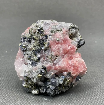 Най-ДОБРИЯТ! 239 г рядък естествен розов rhodochrosite, симбиоза договор и галена, проба минерал, кристални камъни и кристали