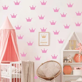 15 бр./лист, стенни стикери във формата на короната на принцеса, стенни художествени етикети за детска стая, стенни картини, Детска спалня, хол, начало декор, тапети