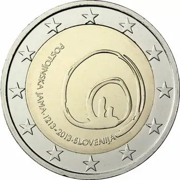 2013 Словения 2 Евро кръгла възпоменателна монета персийски пещери Торина с Акрилна защитна кутия 100% оригинални