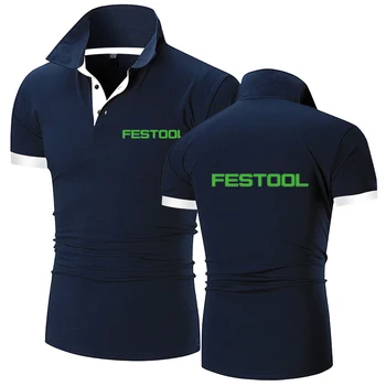 2023 Festool Инструменти Мъжки нови летни ризи поло с високо качество, с къси ръкави и принтом, спортни дишащи бизнес ежедневни блузи