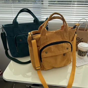 2023 Дамски вельветовая чанта на рамото, однотонная ежедневна чанта, модерен холщовые чанти-незабавни посланици, лесна чанта през рамо с цип
