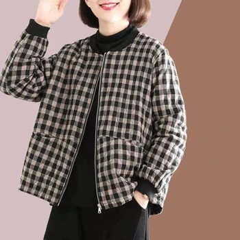 2023 Есен/зима, нова корейска версия, свободен размер, ретро ежедневни памук стяга в западен стил, дебели памук скоба с коноп принтом, Coa