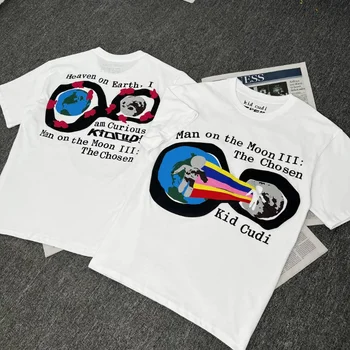 2023ss CPFM Тениска X Man on The Moon kanye west За мъже и Жени е 1:1, Висококачествени Черно-Бели Улични тениски, Нова мъжки дрехи