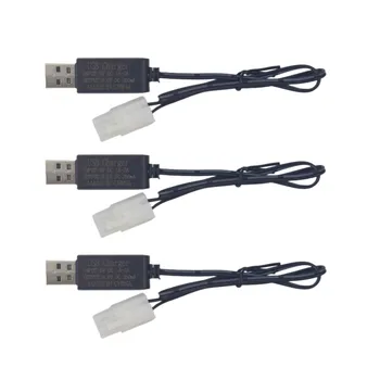 3ШТ USB-кабел за зареждане конектор Tamiya 9,6 за радиоуправляеми коли, камиони, Танкове, проектирани за превозни средства, радиоуправляеми лодки, играчки зарядни устройства
