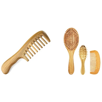 4 бр., натурална бамбук четка за коса, масажна четка за коса с бамбук четина, Улучшающая Растежа на косата, Предотвращающая косопад, пърхот кожа на главата