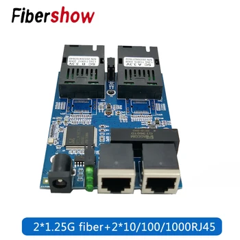 5 pces 100/1000 м комутатор fibra ethernet 2 fibra 4 rj-45/2 fibra 2 rj-45 gigabit ethernet комутатор fibra pcba placa однорежимный