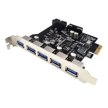 5 Портове PCI-E към USB 3.0 ХЪБ PCI Express Адаптер за разширителни Карти със скорост 5 Gbit/с Надежден Чипсет на НЕК За Windows XP/Vista/Win7/8/10