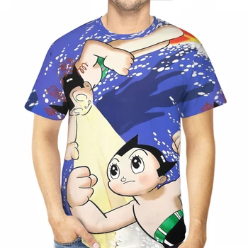 Astro Boy Strafe Мъжки Ретро Тениска от Полиестер с къси ръкави в стил Харадзюку, тениски с 3D принтом и кръгло деколте, Градинска Облекло