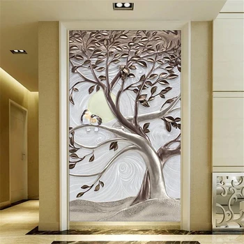 beibehang Тапети по поръчка на 3D картина с маслени бои на дърво късмет птица метална текстура на верандата на фона на стена от дневна тапет papel de pared