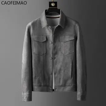 Caofeimao Есен 2023, замшевое мъжко палто, пролетно новост, лека луксозна бизнес ежедневно яке в британския стил, най в стила на Жокера