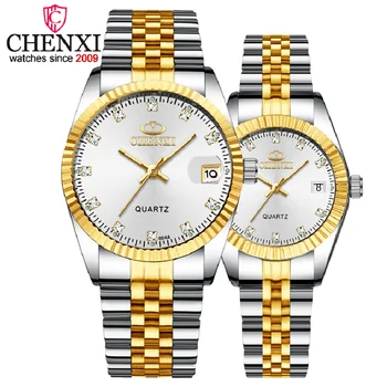 CHENXI 1 бр. Луксозни маркови часовници за жени, мъже, водоустойчиви часовници, Мъжки календар, кварцов часовник, напълно стоманени дамски и мъжки часовници