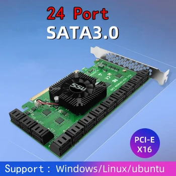 Chi a Майнинг-Стойка с 24 порта SATA PCI Express X16 Контролер SATA PCI-E Адаптер, PCIE SATA Допълнителна такса PCIE карта на разширяване SATA3