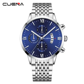 CUENA/ нови ежедневни модерни кварцови часовници от стомана, мъжки часовници, най-добрата марка за луксозни водоустойчив часовник с дата Relogio Masculino