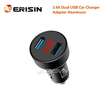 Erisin ES056 зарядно за Кола с два USB-светодиоди 3.4 A за iPhone, защитен чук от алуминиева сплав