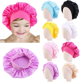 FOCUSNORM 8 Цвята, детска шапка за момичета и Момчета, копринено сатен шапчица, тюрбан, Широките ластични ленти, шапчица да нощен сън