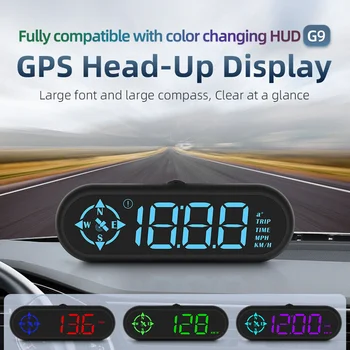 G9 Auto HUD Система за помощ при безопасно шофиране Централен дисплей Автомобилен скоростомер Аларма led дисплей Точно посоката GPS, подходящи за всички превозни средства