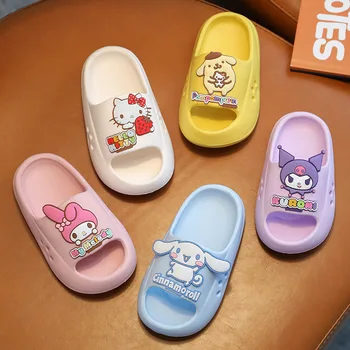 Kawaii Kitty Cat Kuromi My Melody Cinnamoroll/ нови детски чехли; летни сладки сандали принцеса; домашни пантофи за момичета