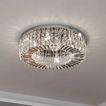 Led окачен лампа Модерна кристален таван полилей за трапезария спални, скандинавски хромирана лампа за дневна
