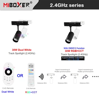 Miboxer 30W RGBCCT LED Track Light 2.4 G RF Дистанционно управление с Двоен Бял Прожектор CCT с регулируема яркост на Тавана AC 110V 220V