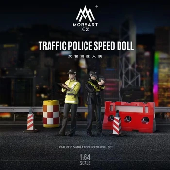 MoreArt 1:64 Пътна полиция, модел с цифри скорост, дисплей, комплект от 6 бр. в опаковка