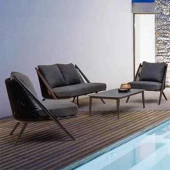 Nordic Villa Открит вътрешен двор и Градина на мека мебел за кафе и Хол Дизайнерски столове за отдих Балкон Апартамент едноспален диван