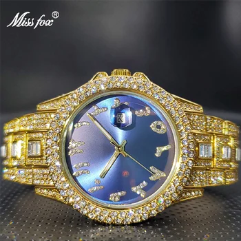 Relogio Луксозни маркови нови златни часовници Dimaond Royal Blue слънчев циферблат, елегантни часовници, календар, водоустойчив, топ експлозивна модели