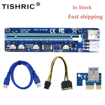 TISHRIC най-Новата Видео карта VER008C Странично Карта С led 60 СМ PCI, PCIE PCI-E От 1X До 16X удължителен кабел Адаптер Графичен Удължител Миньор Майнинг