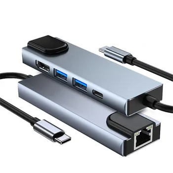 USB C hub многопортовый адаптер Fast Ethernet port type-c 5 в 1 hub USB3.0 4k, HDMI-съвместими изходна мрежа