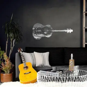 Абстрактно украса на стената китара, метално абстрактно украса на стената китара, абстрактно метално стенно изкуство китара за домашния офис, за стая