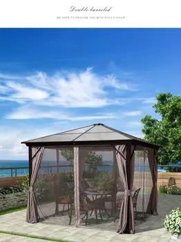 Адаптивни модерен градина 3,65* 6 м, водоустойчив покрив, беседка, навес, Беседка, Луксозен алуминиев павилион на открито