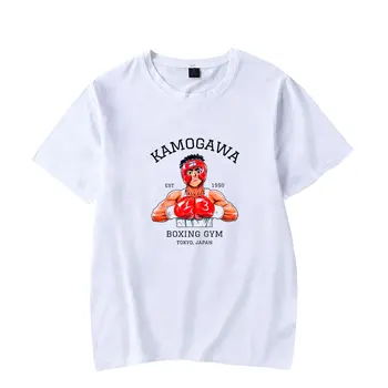 Аниме Хаджиме No Ippo Kamogawa Боксовия зала Тениска с Къс Ръкав Дамски Мъжки Модни Тениска с кръгло деколте