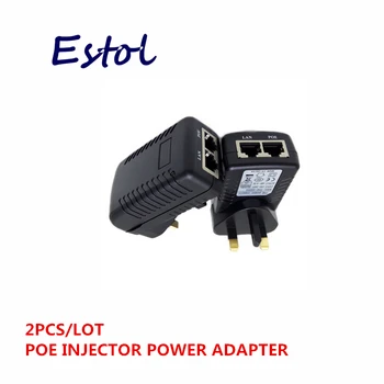 Безплатна доставка DC48V 0.5 A 10/100 с PoE инжектор за захранване през Ethernet адаптер, между пръстите 4/5(+),7/8(-), Британски щепсел, 3 кв. сондата