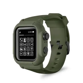 Водоустойчив силиконов спортен каишка с калъф за iwatch Apple Watch серия Bands 5 4 3 2 42 мм 44 мм 42 44 мм аксесоари