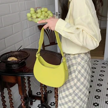 Дамска чанта във формата на полумесец, дизайнерска чанта под мишниците, летни ежедневни чанти през рамо, модерен прости обикновена чанта