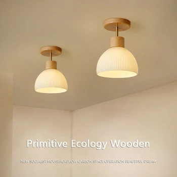 Дърво/интериор, модерен led тавана лампа за пътека, коридор, килер, тераси, полилей Nordic E27, осветителни Тела за зони за отдих