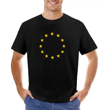 Европа - обичам Европейския Съюз ~ Тениски с флага на ЕС, тениски с графичен дизайн, тениски с графичен дизайн, мъжки ризи