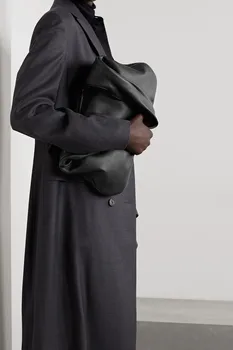 Ежедневни Дамски чанта от телешка кожа 2023 с черна текстура среден размер Lcu с едно рамо