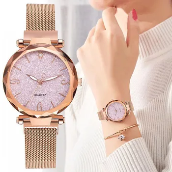 Елегантен Ръчен часовник за жени с Мрежесто каишка за часовник, Голям Циферблат и Сърдечен Интериор за Пазаруване и за ежедневието H9