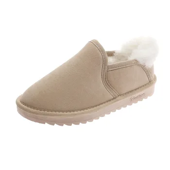 Есенно-зимни дамски топли обувки, изработени от памук и кадифе 2022 година, ежедневни Обувки на меху, хлебни обувки с дебела подметка, зимни обувки големи размери в готически стил
