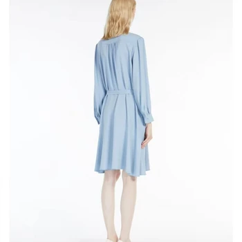 Женствена рокля 2023, пролетно-лятно нови дрехи-блуза от смес от амониев с завязками на талията