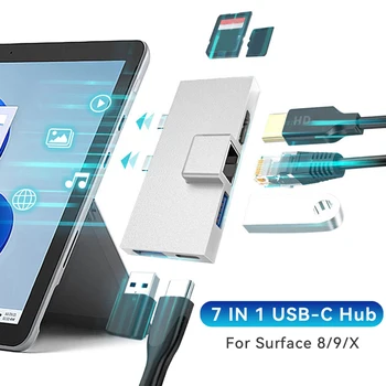 Зарядно устройство-hub USB3.0 PD 100 Вата зарядно устройство с двоен интерфейс Type-C 4k/30hz 1080p/60hz, което е съвместимо с HDMI за Surface Pro X/9/8