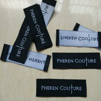 Изработена по поръчка с вашето име бележка капакът е от черна дамасской тъкан тканая етикет за дрехи 60 мм * 20 мм