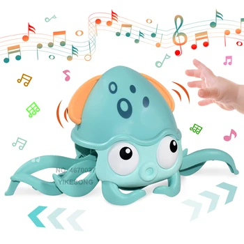Индукционный бягство от Раци, октопод Електрически музикални играчки за домашни любимци Автоматично избягват препятствия Подаръци за рожден ден, Интерактивни се Учим лазать