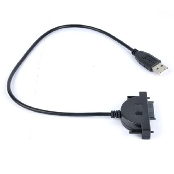 Кабел адаптер за USB 2.0 Mini SATA 7 + 6 13Pin, външно оптично устройство, конвертор за лаптоп, CD-ROM, DVD с led
