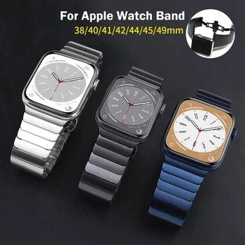 Каишка от Неръждаема Стомана За Apple Watch Band 7 8 45 мм 41 мм Гривна Пеперуда iWatch Ultra 49 мм 6 SE 5 44 мм 40 мм Аксесоари